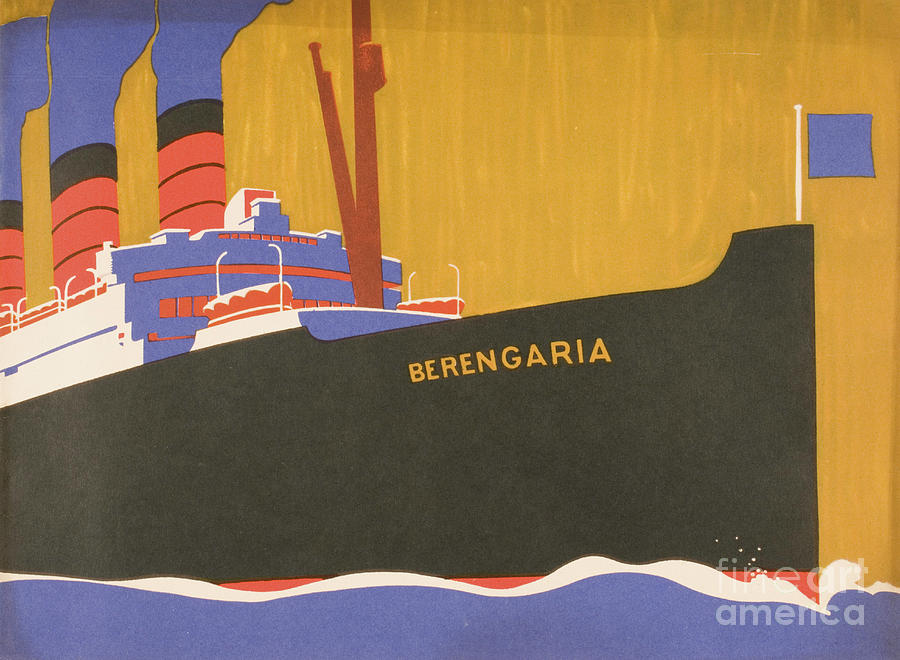 Boat Drawing - Cunard Line Promotional Brochure For berengaria, C.1930 by Louis Fancher