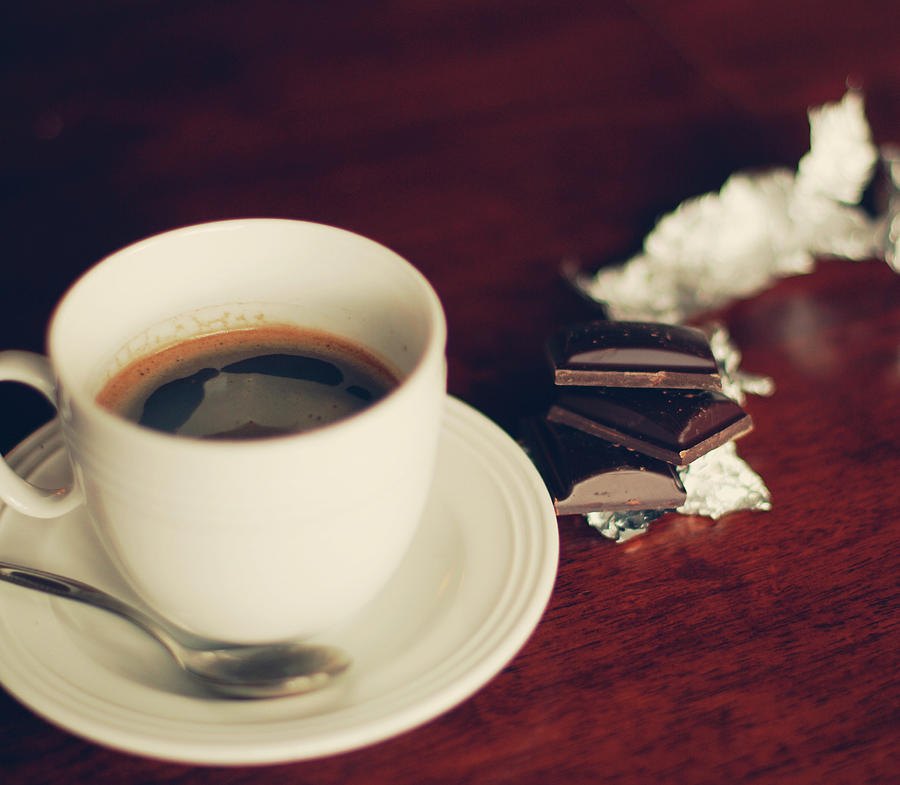 Cup Of Coffee And Few Chocolate Bits Photograph by Kristina Strasunske