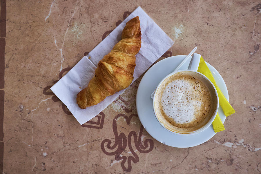 Still Life Digital Art - Cup Of Coffee, Croissant by Joe Schmelzer