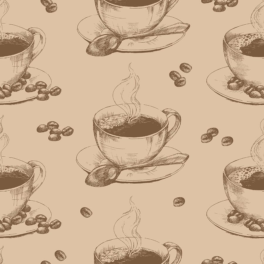 Cup Of Hot Coffee Seamless Digital Art by Annagarmatiy Cup Of Hot Coffee Seamless Digital Art by Annagarmatiy