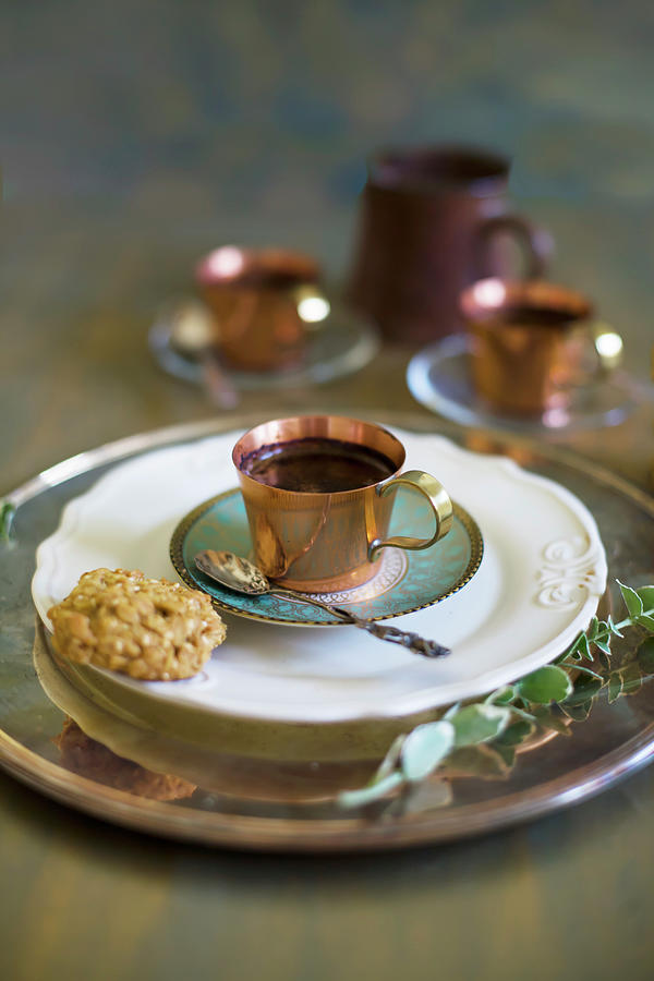 Cup Of Mocha Coffee And Biscuit Photograph by Alicja Koll
