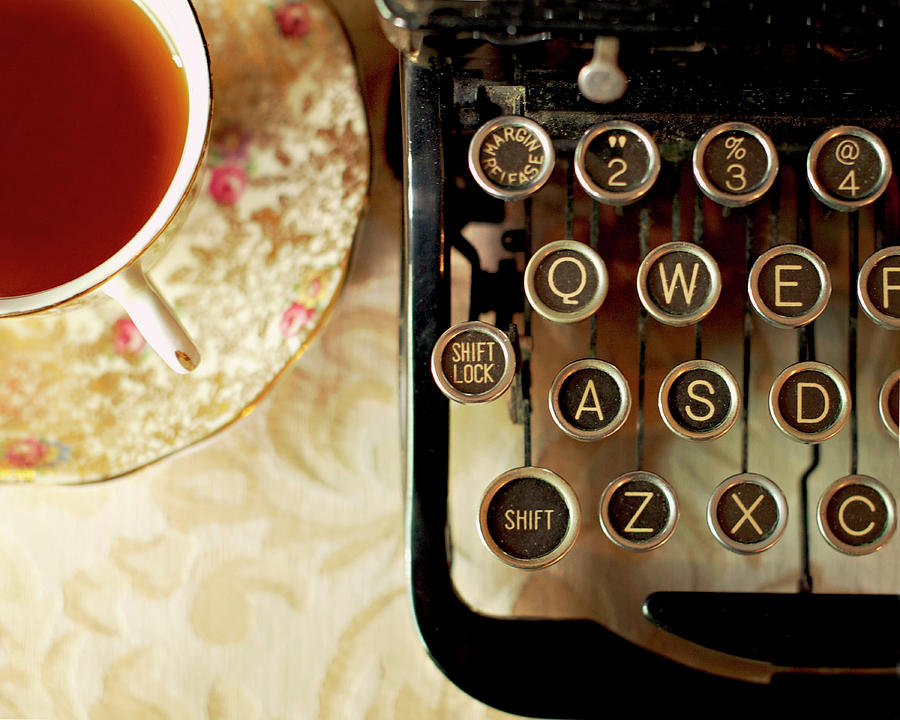 Cup Of Tea And Typewriter Photograph by Sharon Lapkin