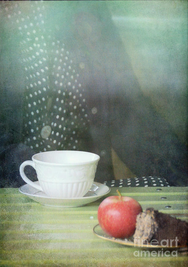 Tea Photograph - Cup with Apple and Cake by Jill Battaglia