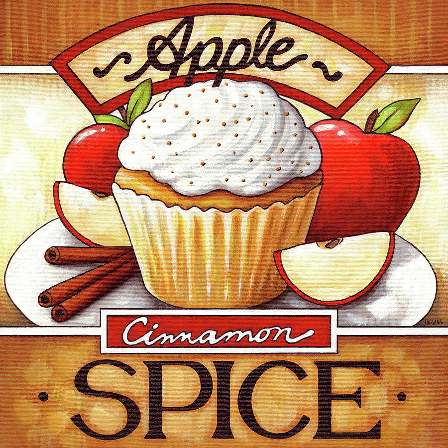 Cake Painting - Cupcake Apple Cinnamon  Spice by Cathy Horvath-buchanan