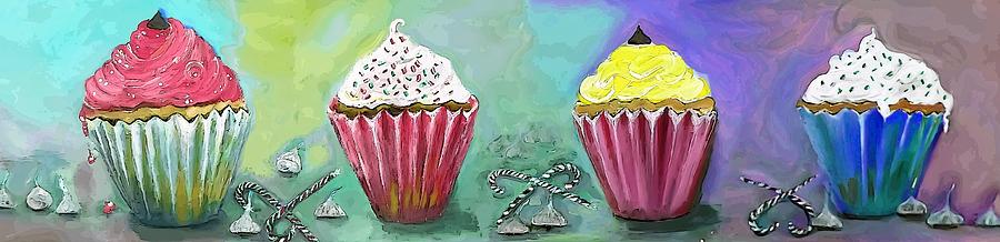 Cupcake Decorations And Candies Painting Digital Art by Lisa Kaiser