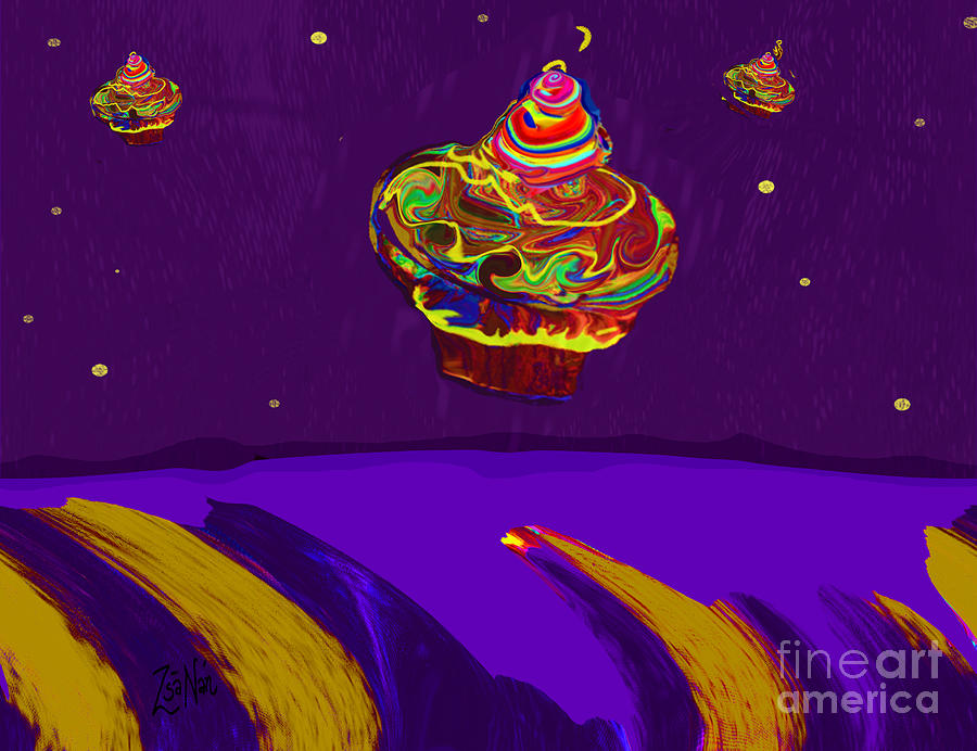 Cupcake Spaceships Mixed Media by Zsanan Studio
