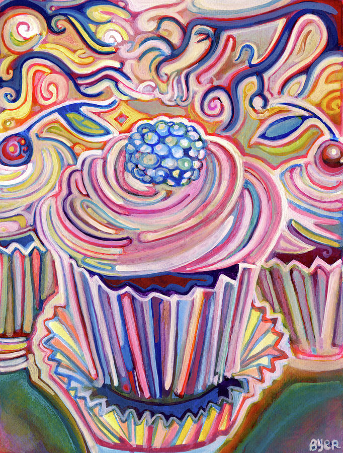 Snack Painting - Cupcakes In The Sunshine by Josh Byer