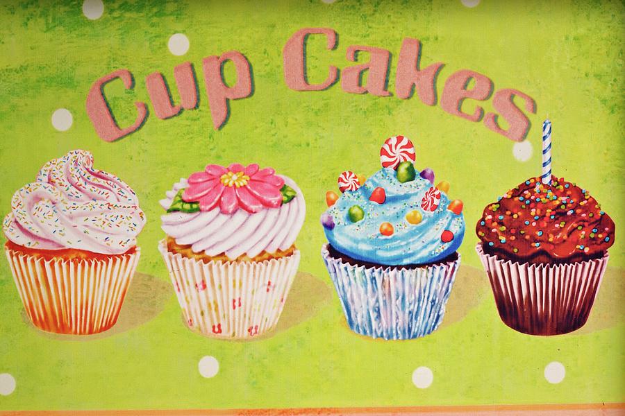 Cupcakes Painted On A Metal Sign Photograph by Fabrizia Postiglione