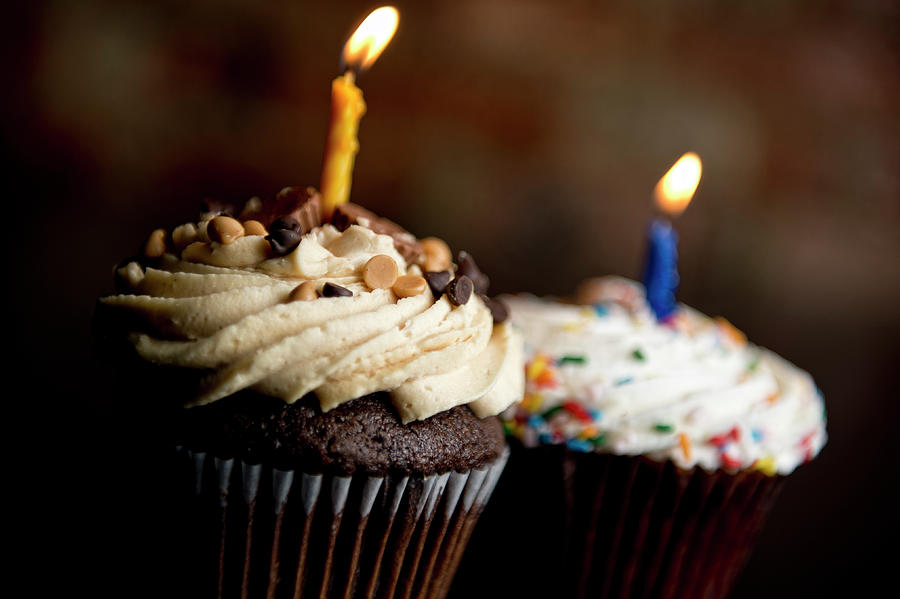 Cupcakes With Birthday Candles Photograph by Michael Anthony Murphy - Photographer