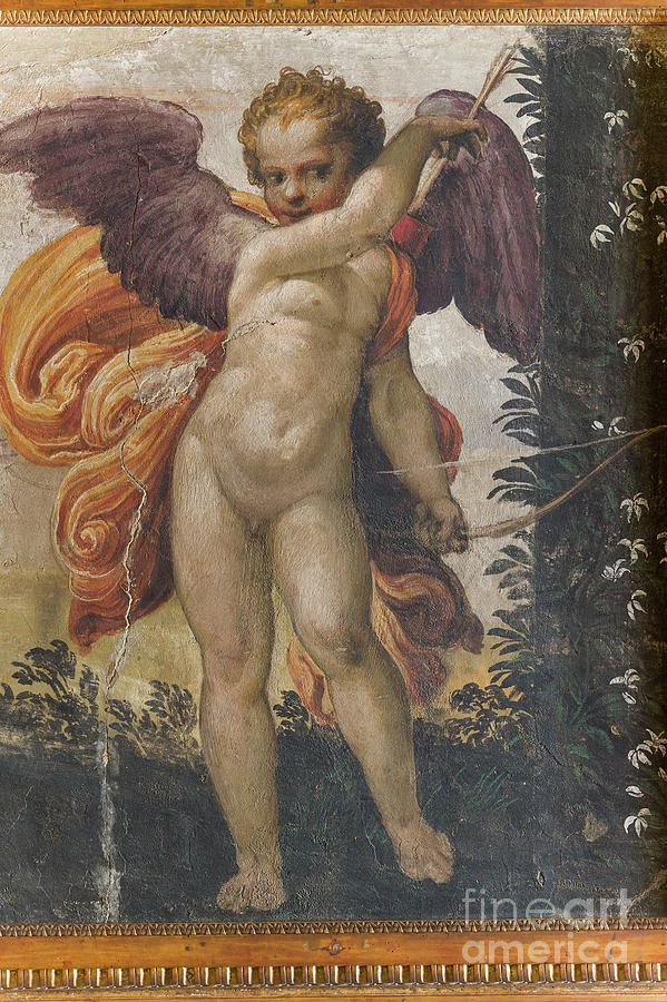 Cupid With Arrow And Bow, From The Yellow Room, 16th Century Painting by Nicolo Dell Abate
