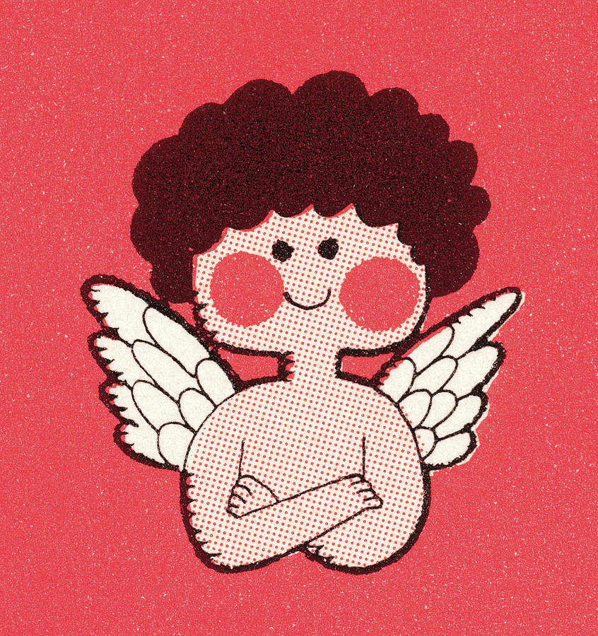 Vintage Drawing - Cupid With Crossed Arms by CSA Images