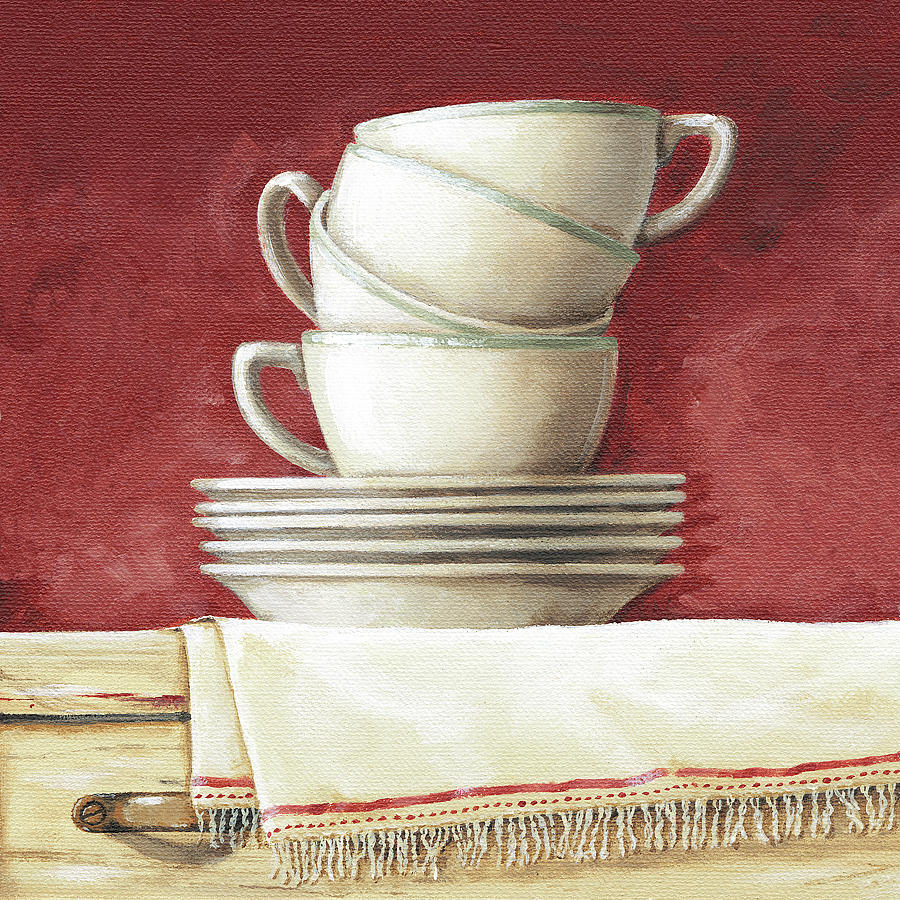 Cups And Saucers Painting by Lisa Audit