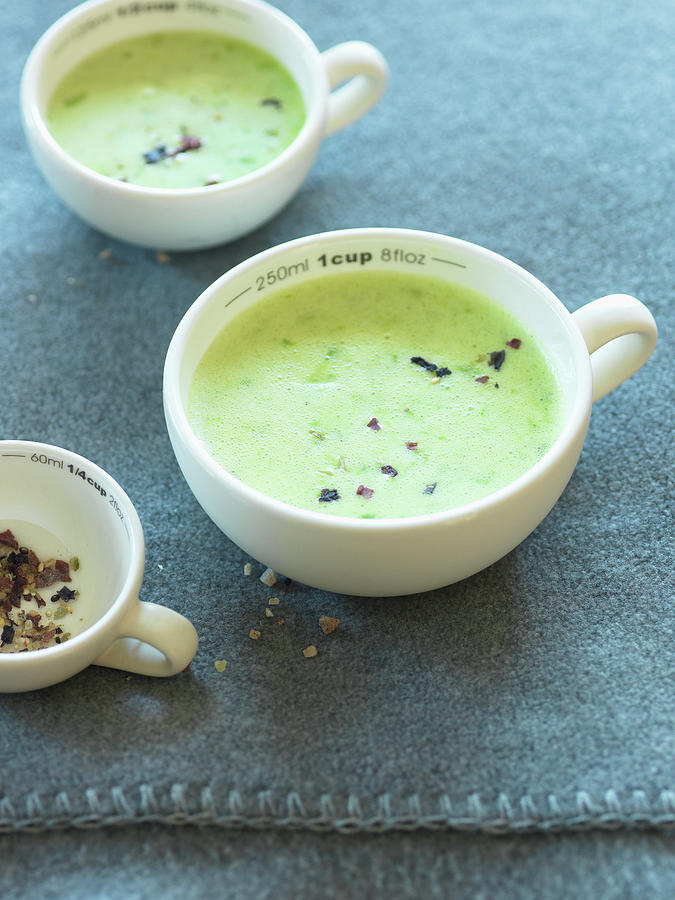 Cups Of Wild Garlic Soup Photograph by Andreas Thumm