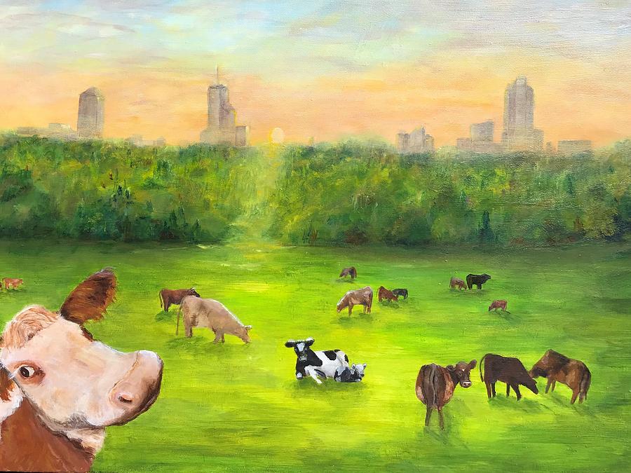 Curious Cow Painting by Deborah Naves