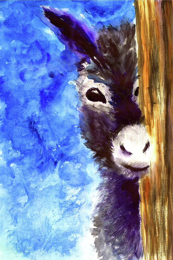 Curious Donkey Painting by Medea Ioseliani
