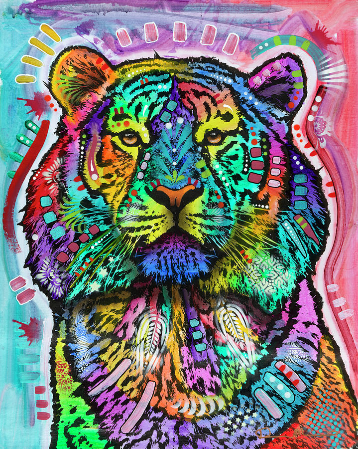 Tiger Mixed Media - Curious Tiger by Dean Russo- Exclusive