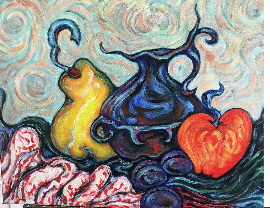 Curly Fruits Painting by Rae Chichilnitsky