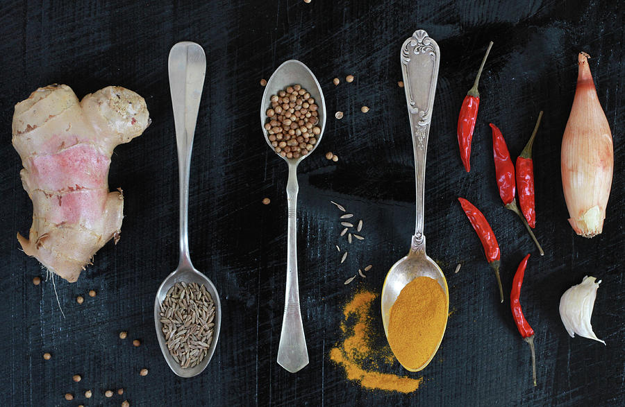 Curry Spices On Dark Background Photograph by Török-bognár Renáta