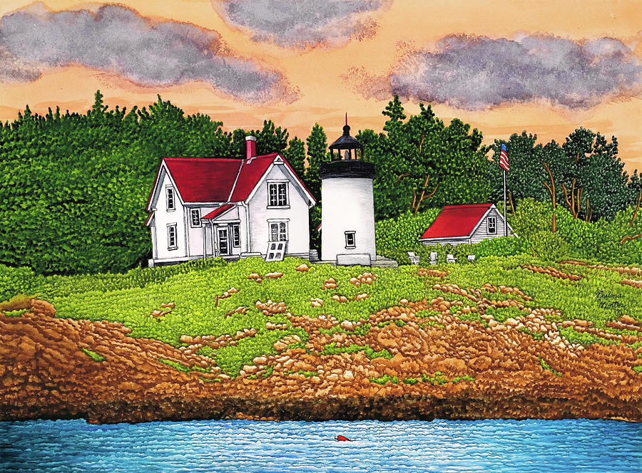 Curtis Island Lighthouse, Camden, Me Painting by Thelma Winter