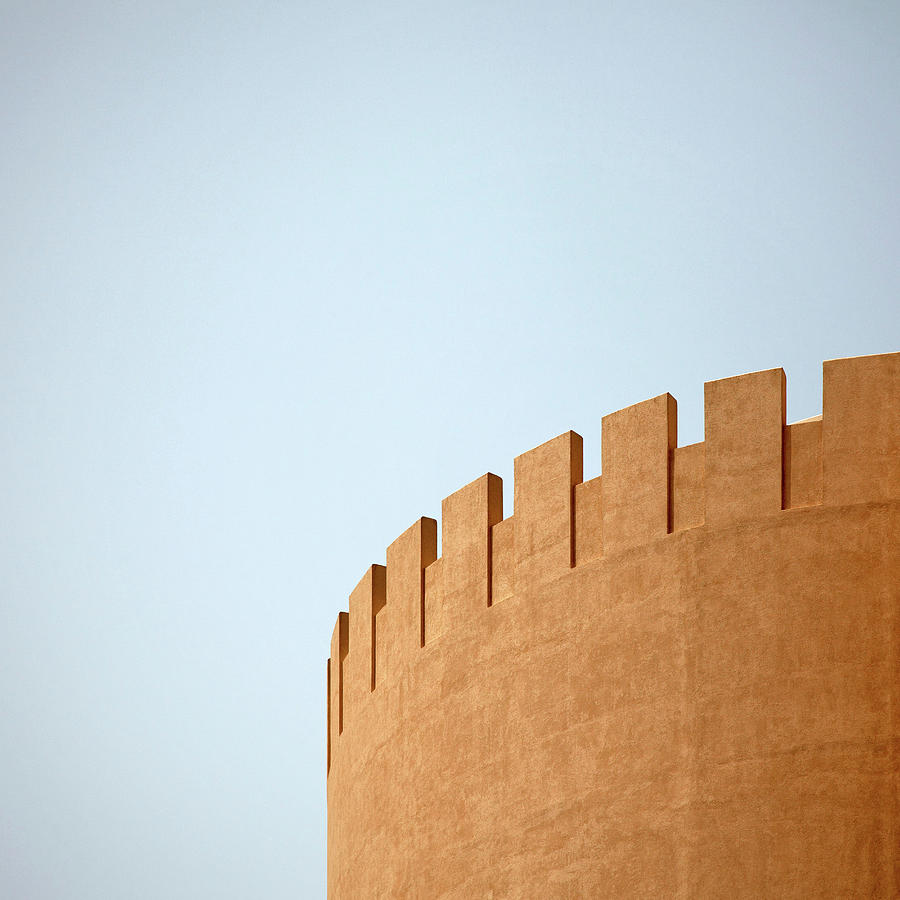 Curved Wall With Battlements, Dubai, United Arab Emirates Digital Art