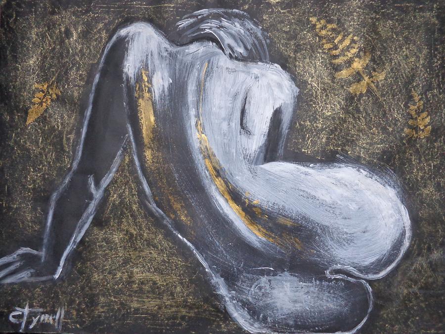 Curves 34 and Golden Fern - Female Nude Painting by Carmen Tyrrell
