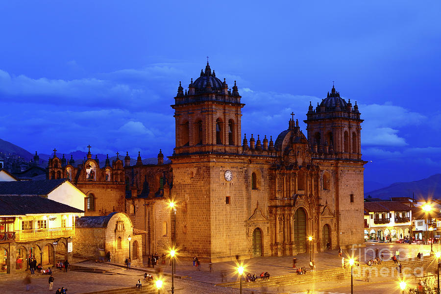 Cusco Cathedral at Blue Hour Peru Photograph by James Brunker
