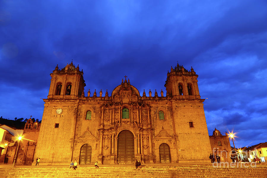 Cusco Cathedral Twilight Peru Photograph by James Brunker