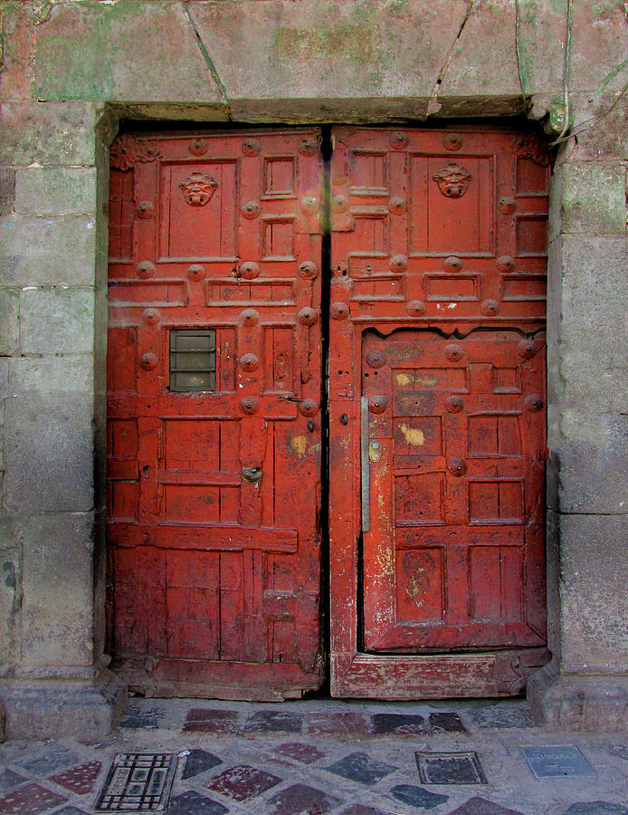 Cusco Double Red Doors Photograph by Kandy Hurley