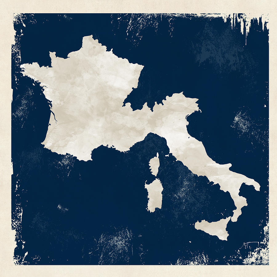 Custom France Italy Map Digital Art by Michael Tompsett