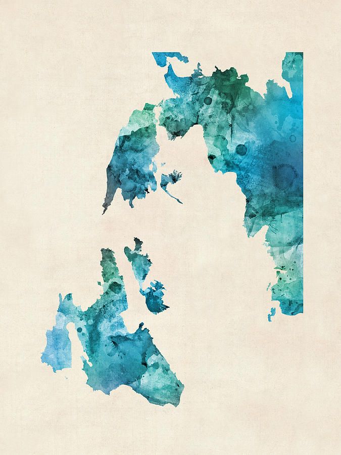 Custom Greece Islands Watercolor Map Digital Art by Michael Tompsett