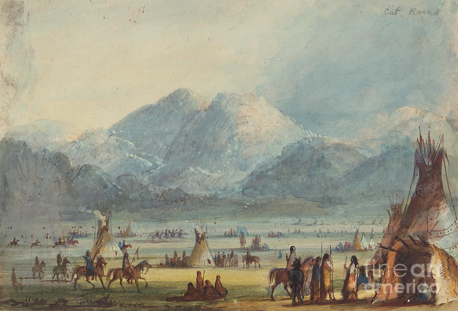 Cut Rocks, C.1837 Painting by Alfred Jacob Miller