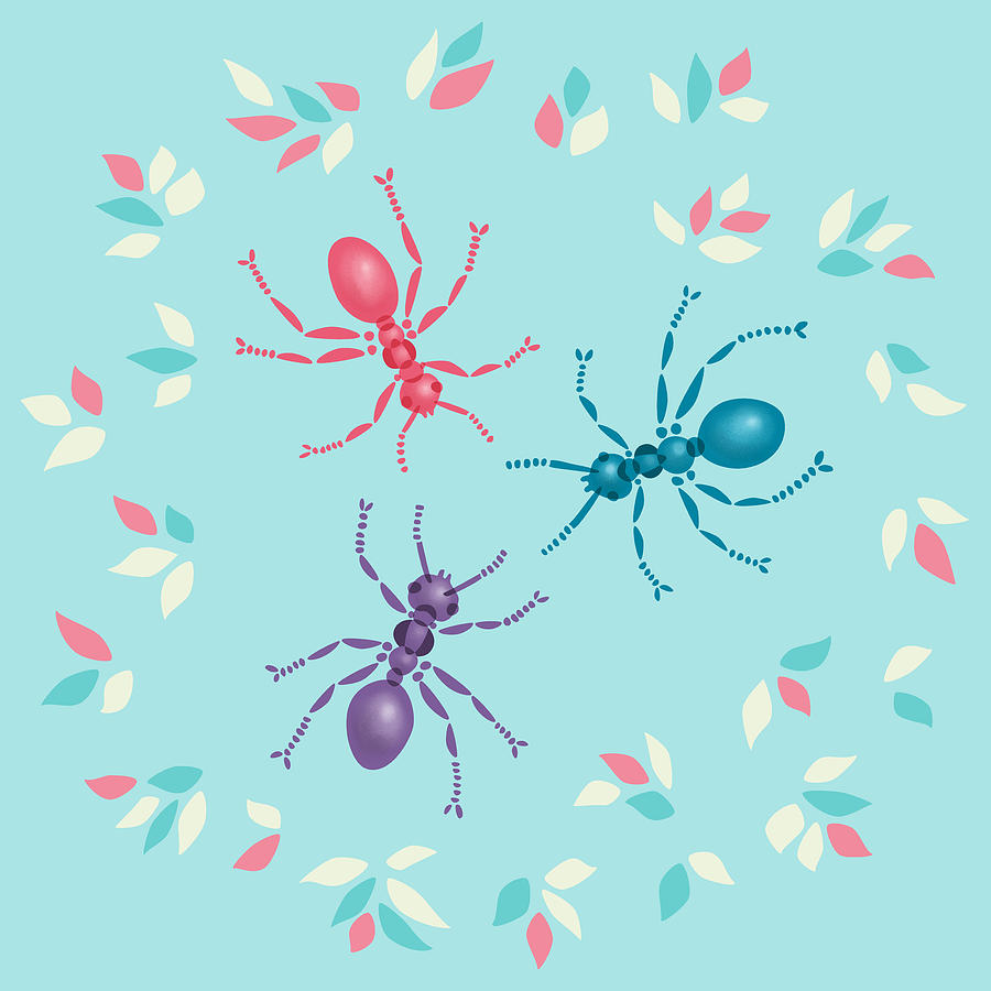 Ant Digital Art - Cute Ants In Pastel Tones by Boriana Giormova
