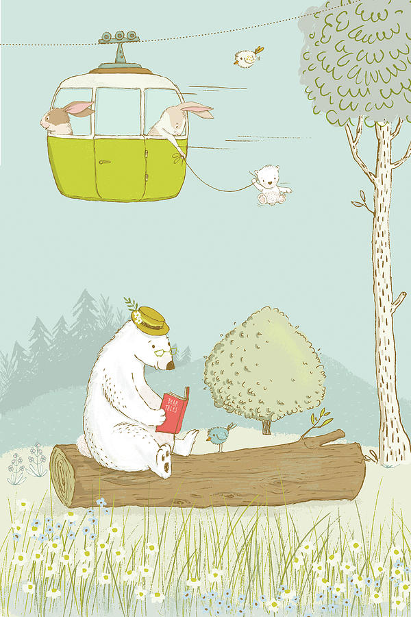 Cute bears and rabbits whimsical Art for Kids Painting by Matthias Hauser