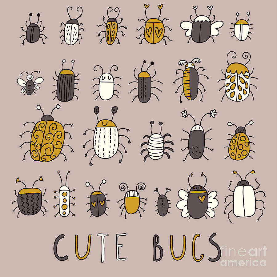 Cute Bugs A Vector Set In Retro Digital Art By Smilewithjul