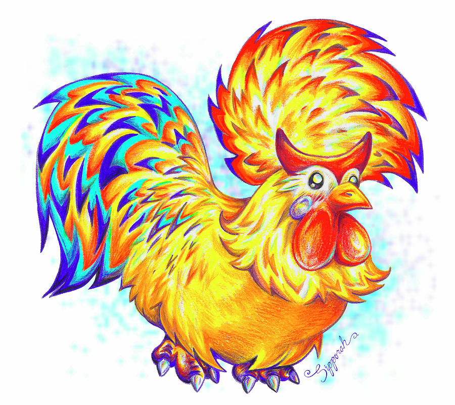 Cute Cartoon Rooster I Drawing by Sipporah Art and Illustration - Pixels