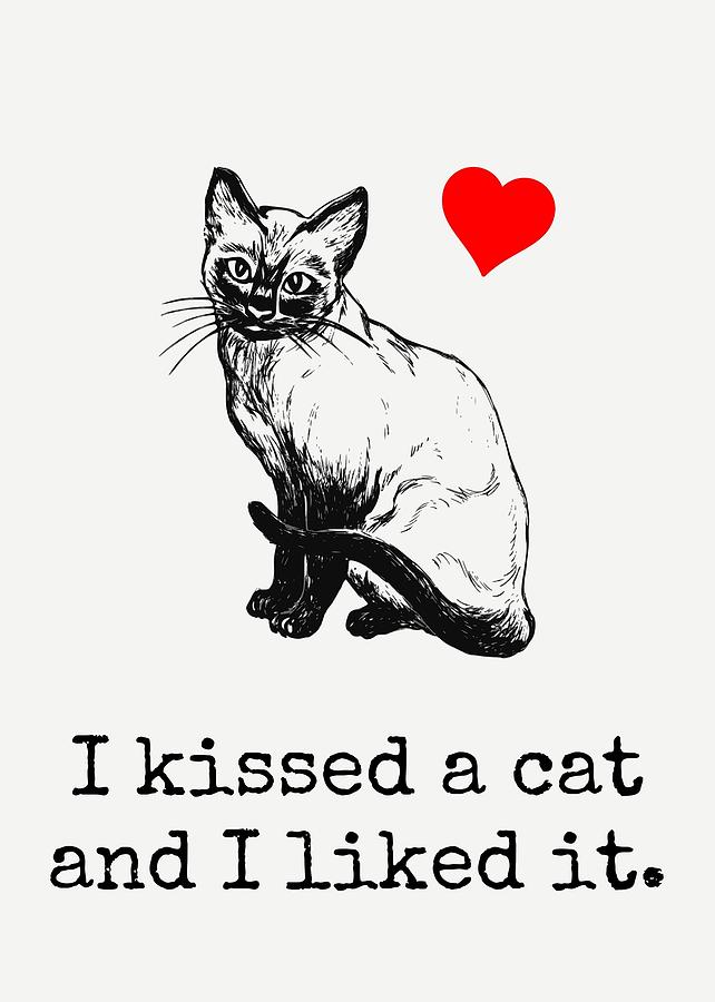 Cute Cat Valentine Card Cat Lover Card Siamese Cat Valentines Day Card I Kissed A Cat 