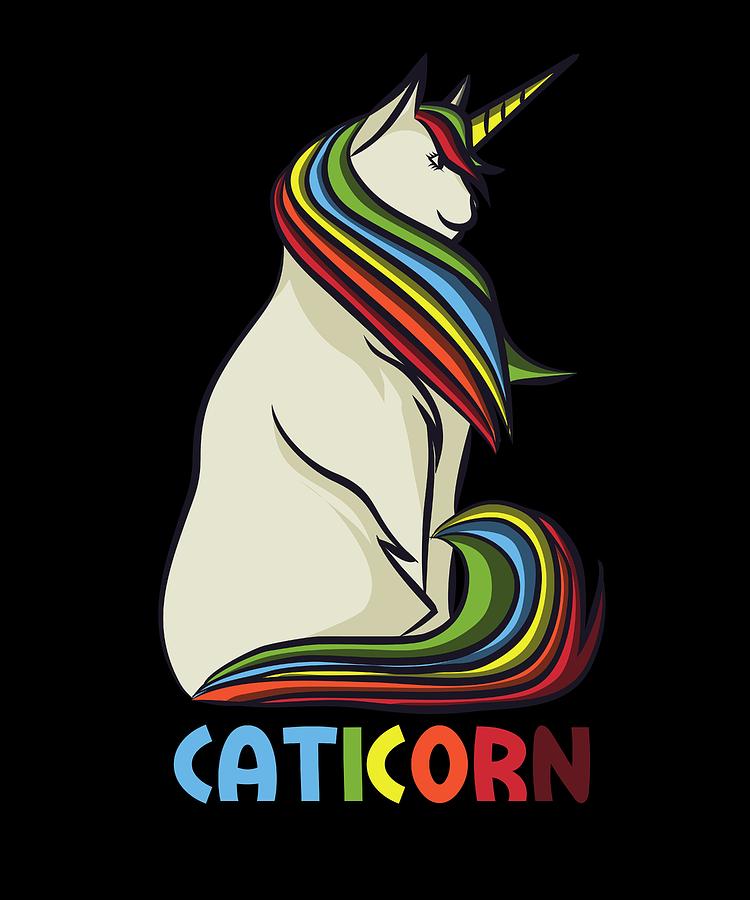 Cute Caticorn Magical Rainbow Unicorn Cat Digital Art by Jonathan ...