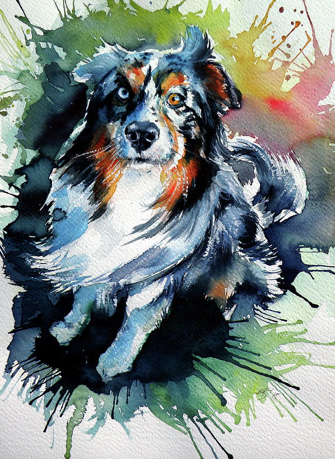 Cute dog III Painting by Kovacs Anna Brigitta