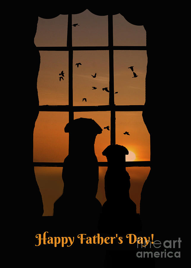 Cute Dogs in the Window Happy Fathers Day Photograph by Stephanie Laird