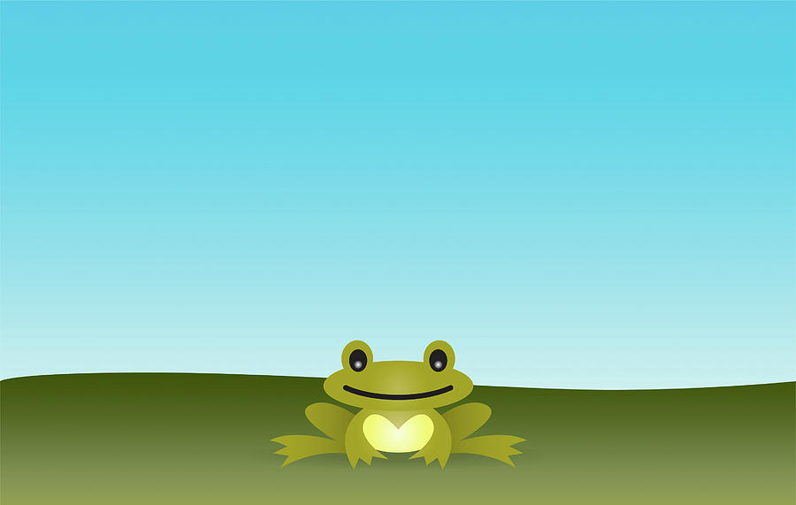 Cute Frog Sitting On The Grass Digital Art by © Roctopus