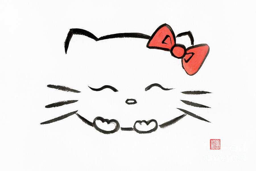 Cute smiling Hello kitty Japanese kawaii cartoon cat illustratio