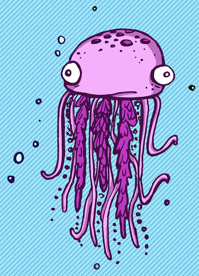Animal Digital Art - Cute Goofy Jellyfish by Lauren Ramer