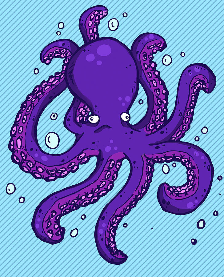 Animal Digital Art - Cute Goofy Octopus by Lauren Ramer