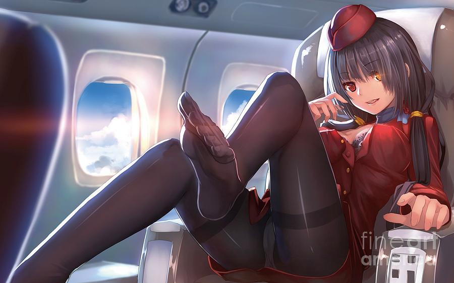 Cute Hentai Stewardess In Plane Ultra Hd Drawing