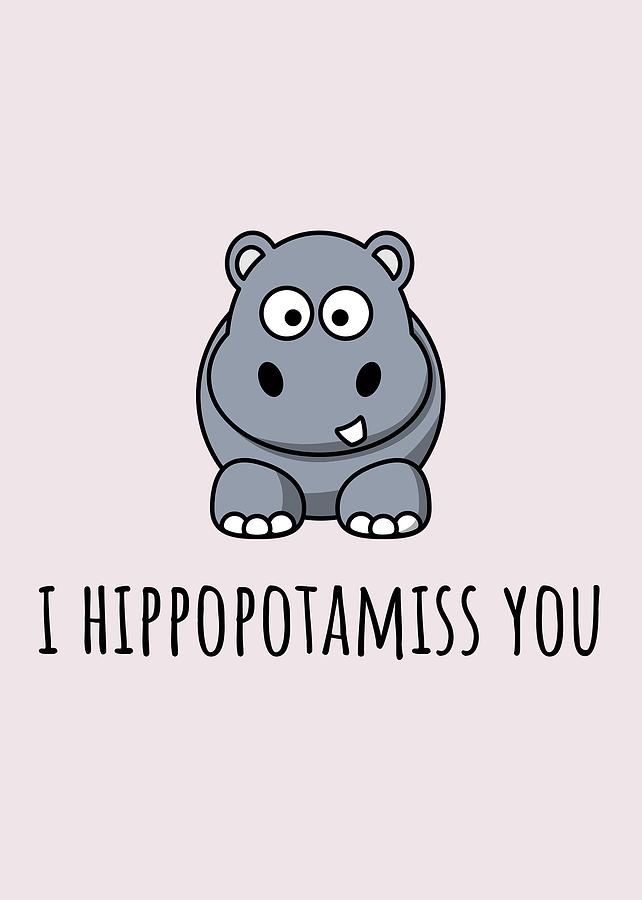 Cute Hippo Card - Romantic Valentine Card - Valentine's Day Card ...