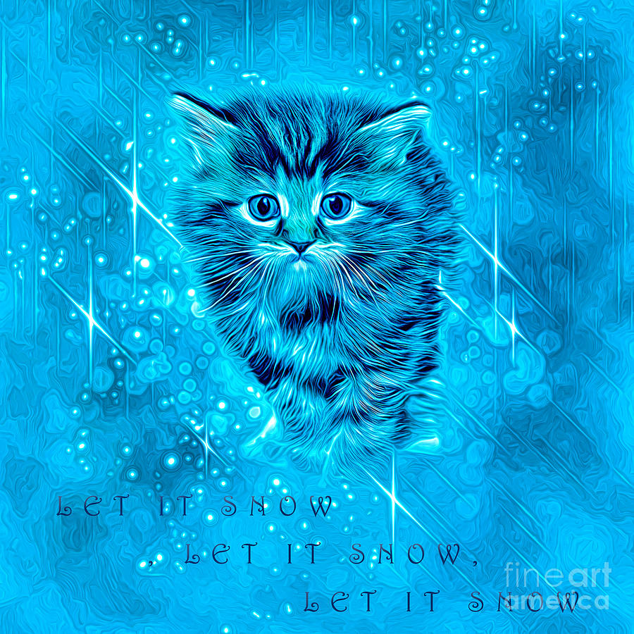 Cute Kitten Christmas Card Digital Art