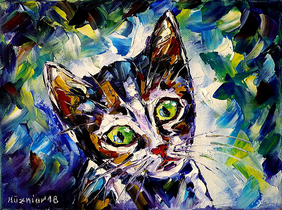 Cute Kitten Painting by Mirek Kuzniar