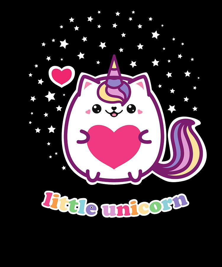 Cute Little Unicorn Cat Caticorn Rainbow Kitten Digital Art By