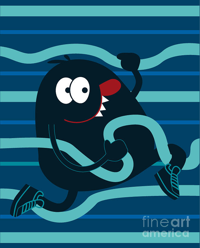 Symbol Digital Art - Cute Monster Vector Design For Tee by Braingraph Symbol Digital Art - Cute Monster Vector Design For Tee by Braingraph