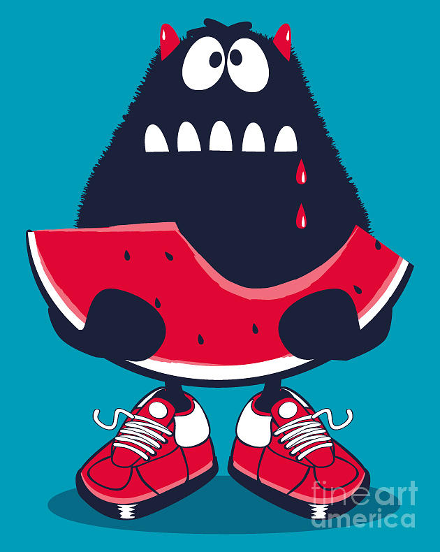 Symbol Digital Art - Cute Monster, Watermelon Vector Design by Braingraph Symbol Digital Art - Cute Monster, Watermelon Vector Design by Braingraph